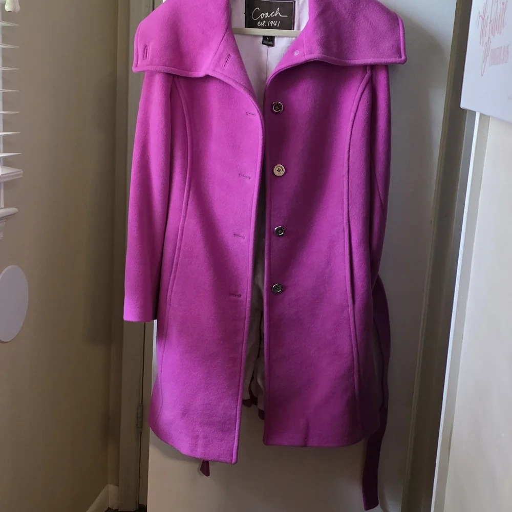 Coach Angora Wool Fuschia Coat Size L - Picture 6 of 13